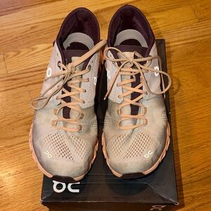 On Running Cloud X Women's Silver/Almond Sneakers